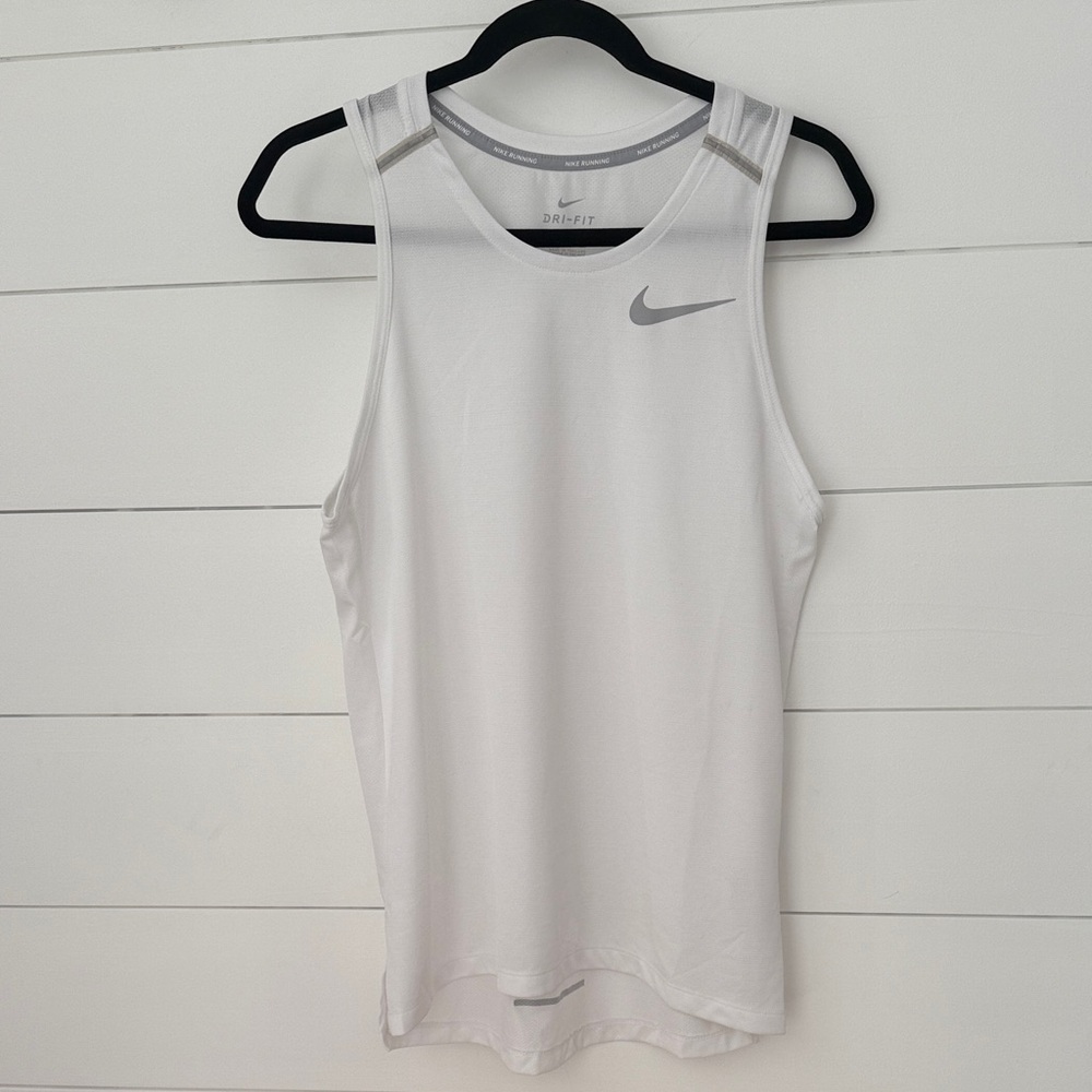 Nike White Sleeveless Top with Gray Swoosh size small